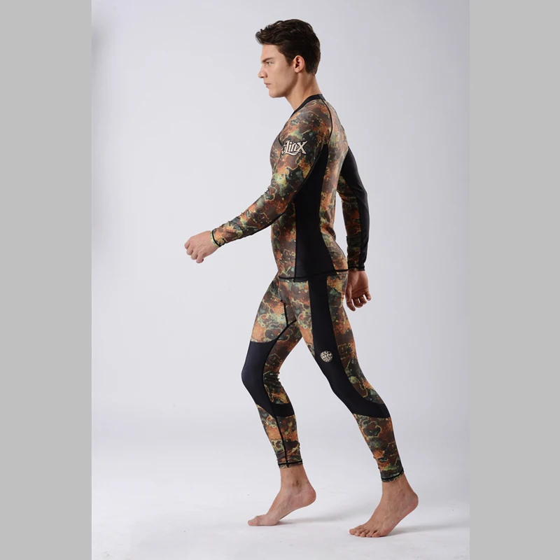 SLINX-Men's Lycra Suit, Rash Guard Swim Shirt, Diving Camo Rashguard, Surf Shirts, UV Protection, Snorkeling