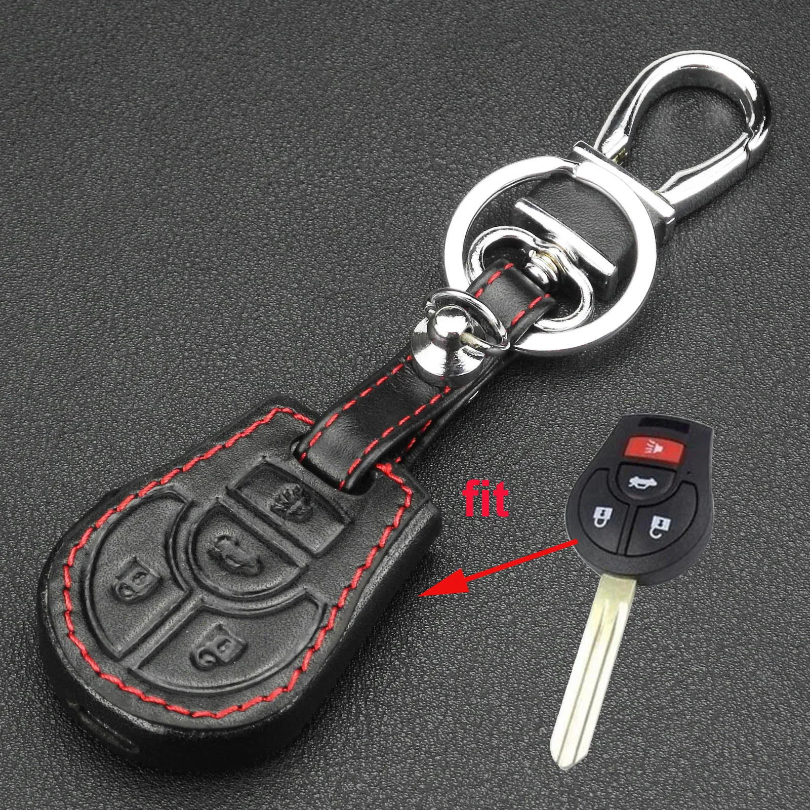

4 Buttons Leather Car Key Case Cover Fob For Nissan Altima Maxima Sentra Versa Key cases Keyboard cover Auto Accessories