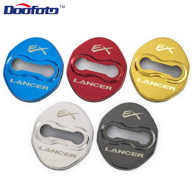 

Doofoto Car Styling Stainless Steel Badge Auto Accessories For Mitsubishi EX Lancer Sport EX-Lancer Emblem Door Lock Cover 4pcs