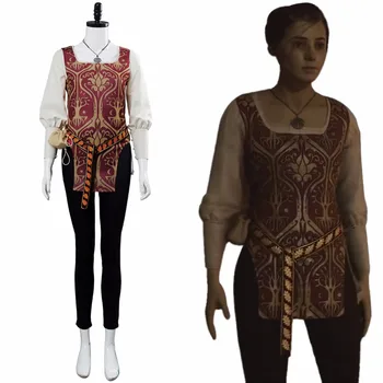 

A Plague Tale Innocence Cosplay Amicia Costume Outfit Suit Red Dress Gown Vest Halloween Carnival Costumes Custom