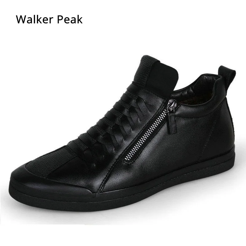 Mens shoes casual fashion designer genuine leather shoes for men Slip on loafers Black sneakers Winter Autumn men's shoes Brand