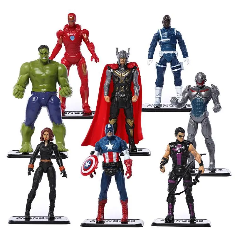 

Avengers Age of Ultron Hulk Thor Iron Man Captain America Hawkeye Black Widow Quicksilver PVC Figure Toys 8pcs/set