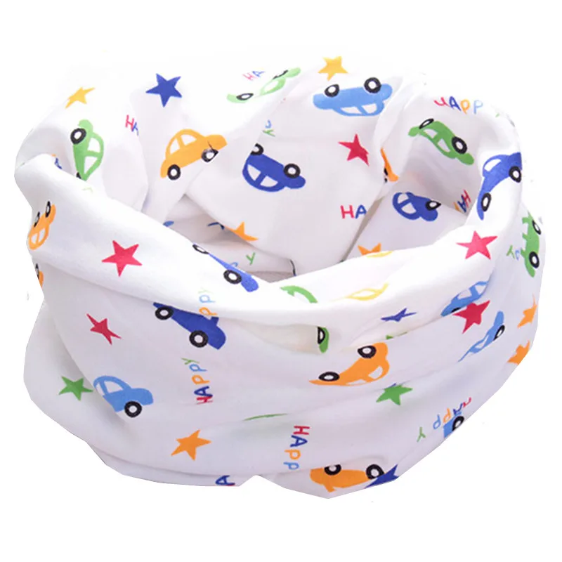 

New 100% Cotton Baby Scarf Car Star Cartoon Print Children Scarves Kids O Ring Collar Autumn Winter Boys and Girls Magic Scarf