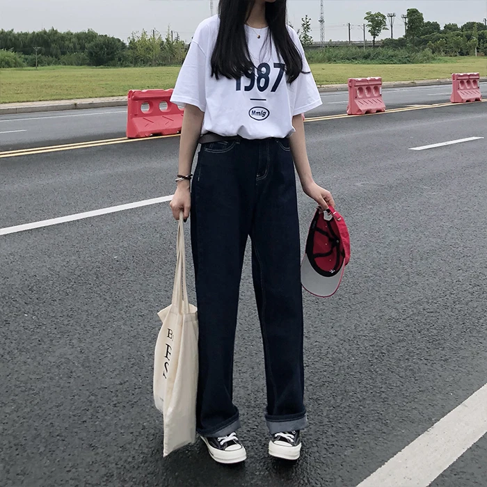 S-L autumn High Waist jeans Lady Casual straight denim jeans womens mom jeans woman (X912)