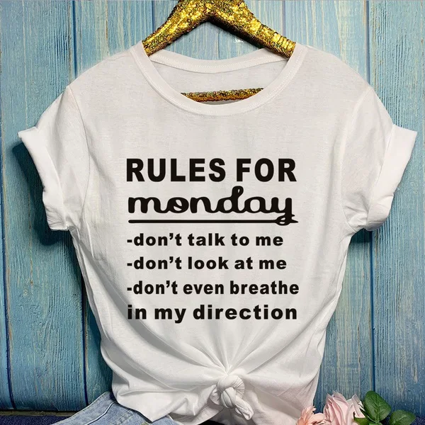Женская футболка с надписью Rules for Monday модная grunge tumblr для вечеринки уличного стиля