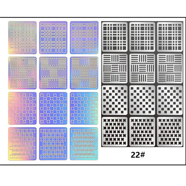 1 лист Новая мода винил для ногтей наклейки-Трафарет DIY маникюр Дизайн ногтей Инструмент 24 узора - Цвет: Pattern 22