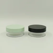 15G empty plastic round loose powder case with sifter and puff sponge