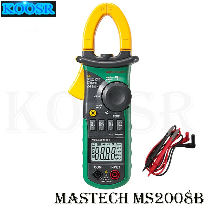 

MASTECH MS2008B Digtal Clamp Meter with Light Temp Frequency ACDC Digital Multimeter Electric Tester Current Clamp Meter Ammeter