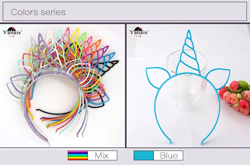 12 шт./лот, ободок для волос с единорогом для женщин и девочек, пластиковый обруч для волос с зубцами, кошачьи ушки, ободок, ободок, карамельный, золотой, серебряный, аксессуары для волос