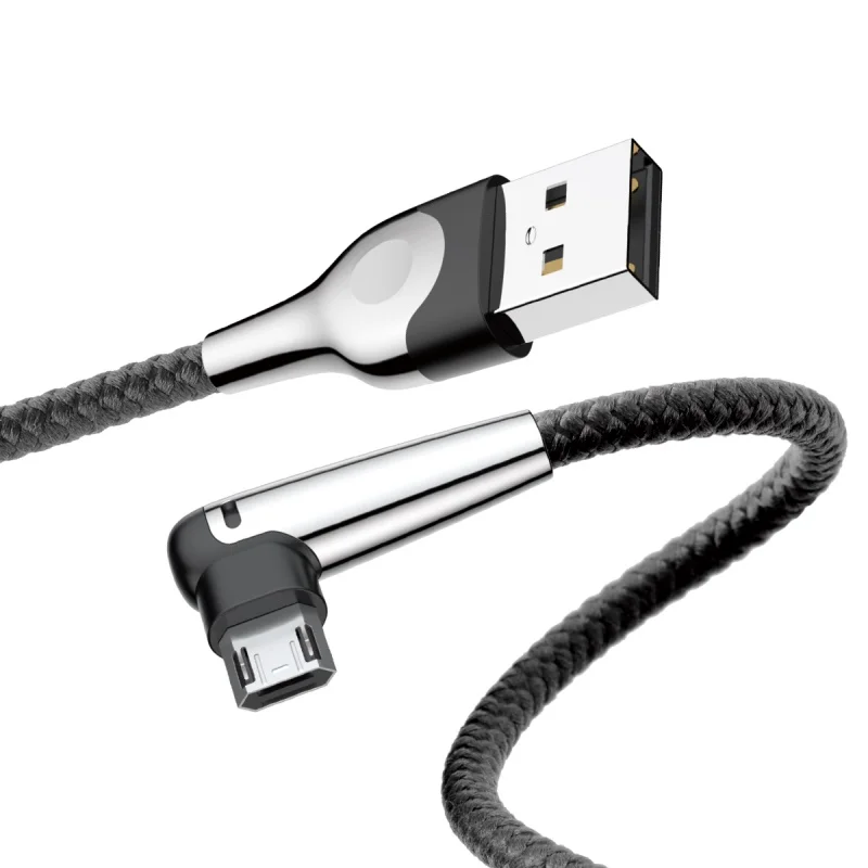 

90 degree led light Reversible micro usb cable 2.4A Fast charging for Samsung sony xiaomi redmi note 5 usb charger cable Android