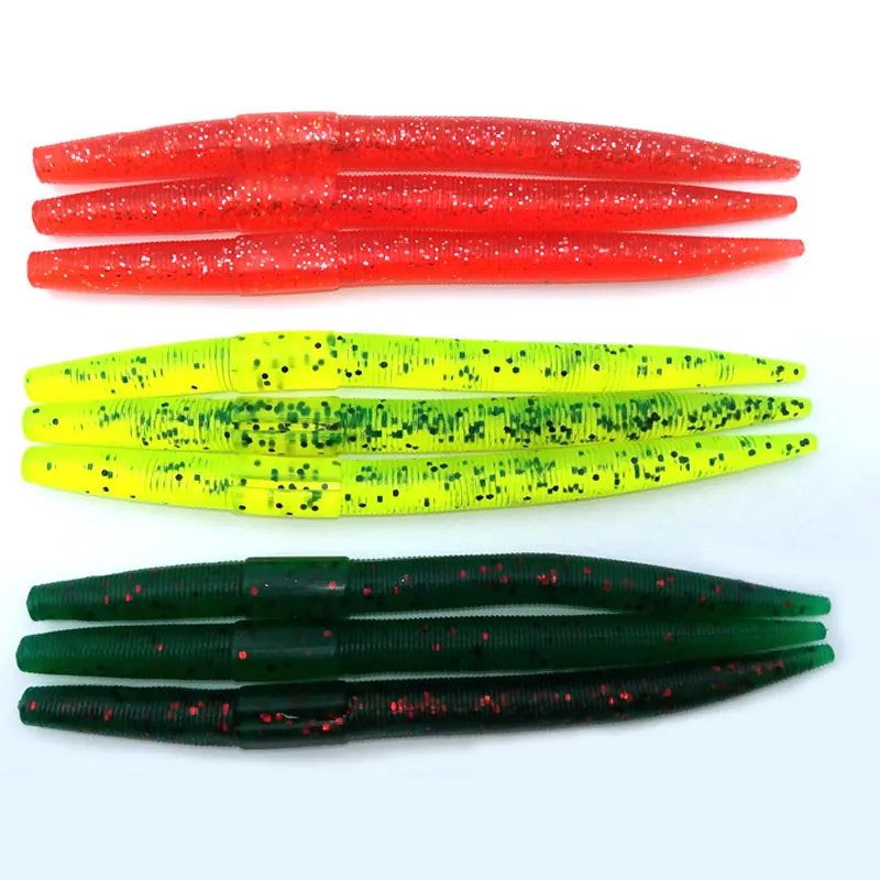 15pcs Bass Fishing Earth Worm Bass Fishing Soft Plastic Lures Texas