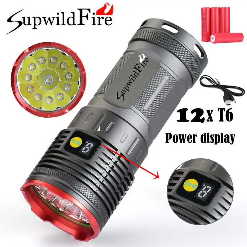 

2018 Supwildfire 36000LM 12 x XM-L T6 LED Power Digital Display Hunting Flashligt M21