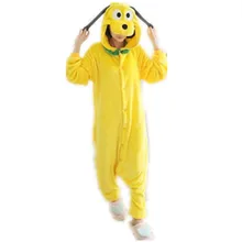 Флисовые пижамные комплекты для взрослых с изображением животных, желтых собак, комбинезон для сна, пижамы унисекс, желтые пижамы с рисунком всех в одном