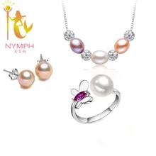 Натуральный жемчуг Нимфы комплект ювелирных изделий 925 пробы серебряные ювелирные изделия пресноводные вечерние для девочек рождественские подарки [SET1004]