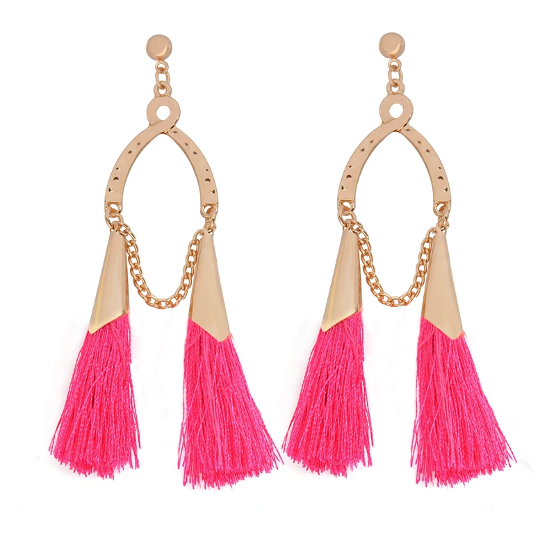 Geometry drop earrings 12 colors Double tassels Chain Danglers Earrings ...