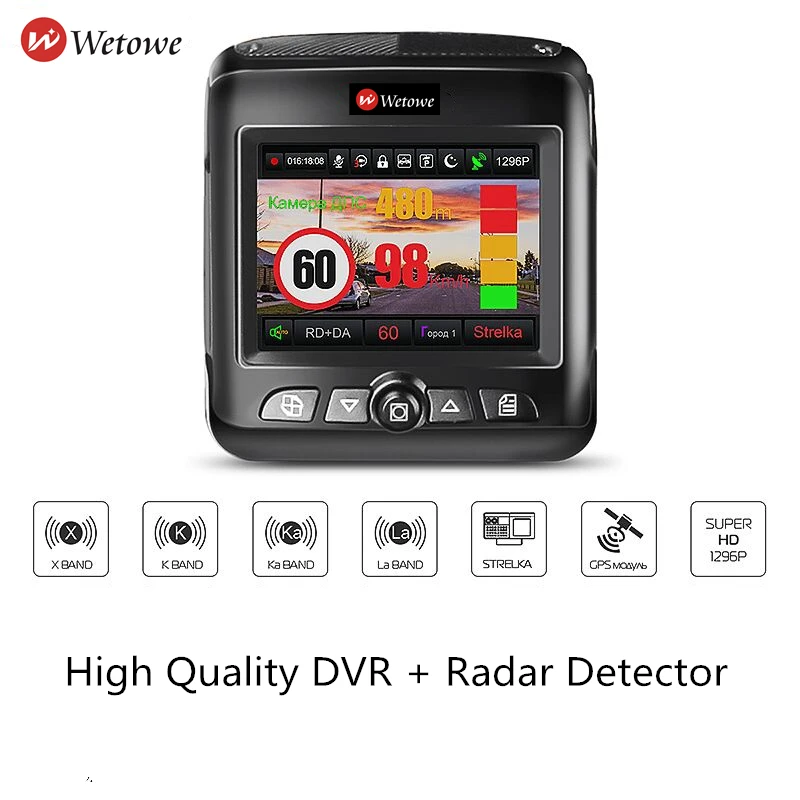 

Wetowe 2 in 1 Radar Dvr Car Detector 9G lens Car Camera Anti Radar Detector Russian Speedcam FHD 1296P