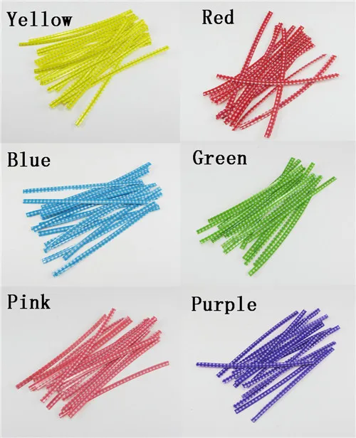 

SALE! Lucia Craft 100pcs 4mm*10cm Laminated Film Wire Belt Twist Ties Packaging Rope Cookies Bakery Bags Seals Packing I0805