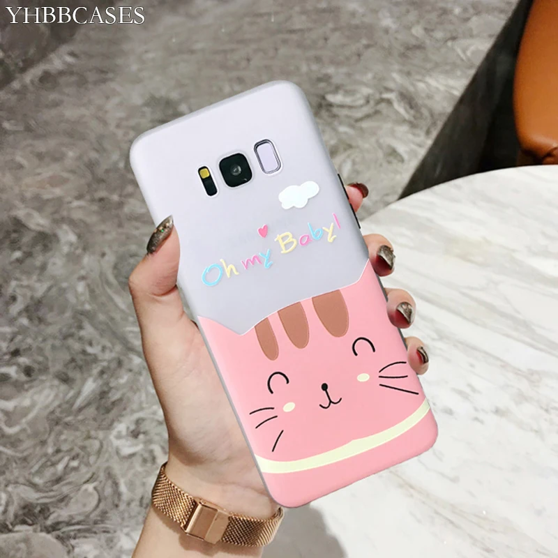 YHBBCASES с рисунком милого кота бегемота чехол для телефона samsung Note 8 9 s рельеф ТПУ