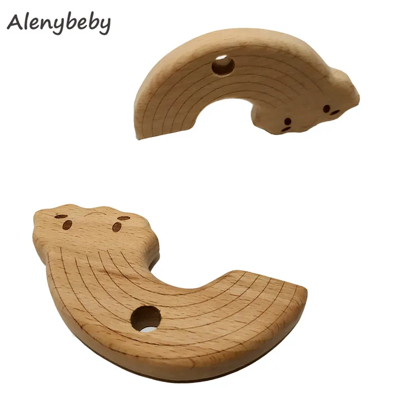 1pcs BPA FREE Natural Wood Teether Cartoon Animal Shape Wooden Baby Teether Toy Safe New baby Teething Toys Baby Shower Gift