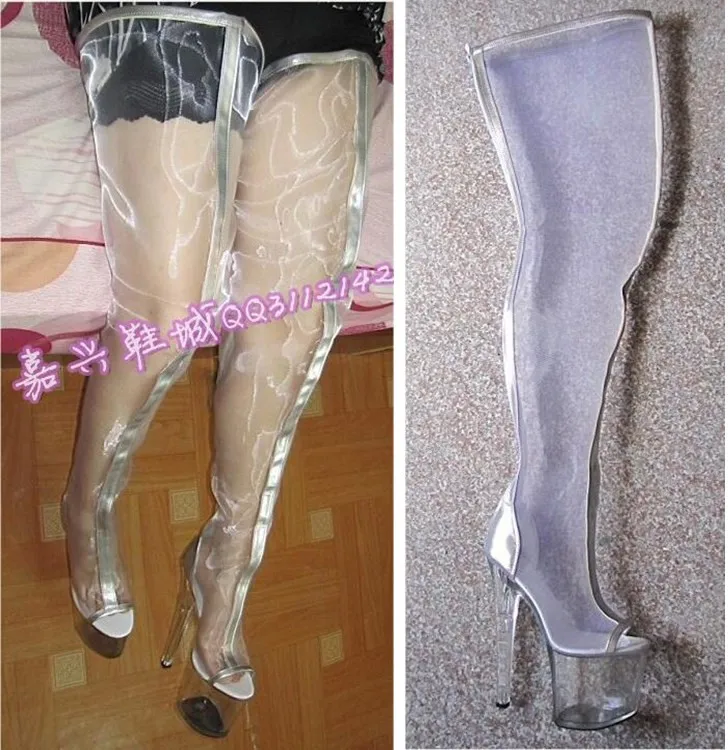 clear thigh high heels