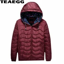 TEAEGG размера плюс 6XL 7XL Теплая мужская зимняя куртка с хлопковой подкладкой Зимнее Мужское пальто парка Homme винно-красные куртки мужская одежда AL382