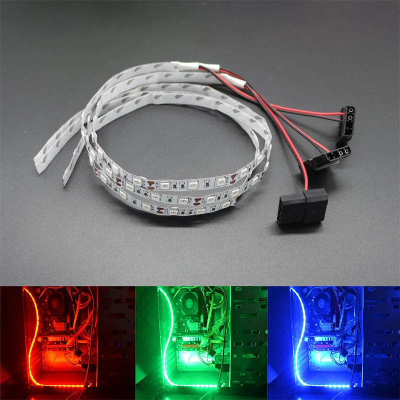 5050 SMD гибкая светодиодная лента 12 В DC Фон ПК Компьютер Корпус клейкая Полоса света