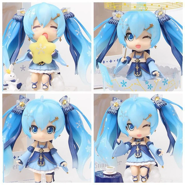 

10cm Anime Snow Hatsune Miku Twinkle Snow Ver. Cute Nendoroid Figure Model Toys