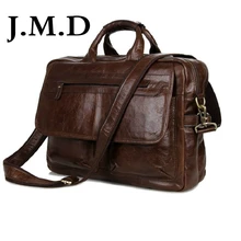 J.m.d 2016 recién llegado de 100% cuero genuino de la vaca hombres brie fcase laptop messenger bag bolso de 7085b