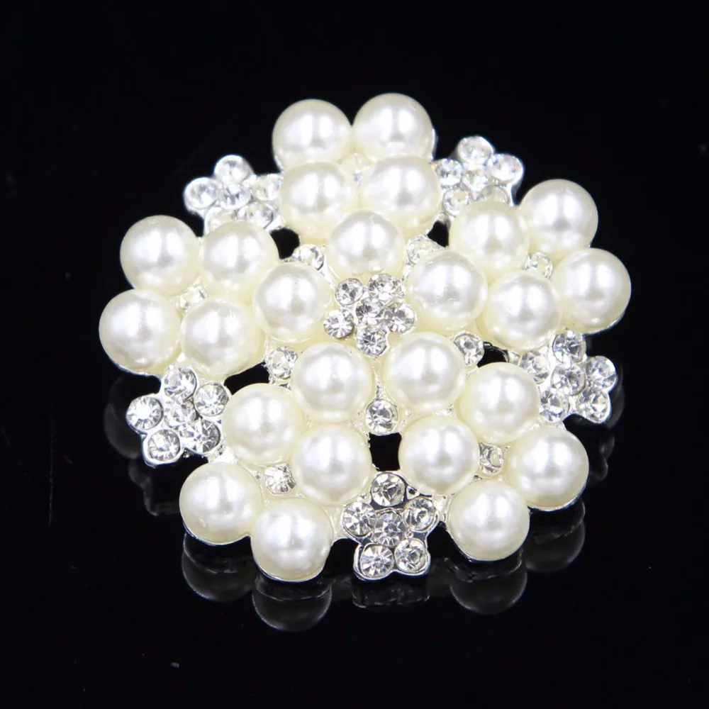 

2 Pieces 4 Pieces Faux Pearl Flower Crystal Buttons for Craft Shank Clear Rhinestone Buttons Sewing Craft