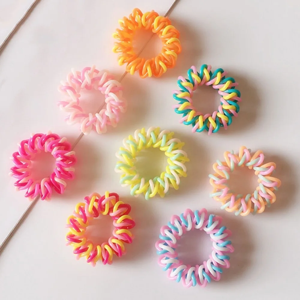 

5pcs/Lot Spiral Plastic Hair Bands For Women Girls Telephone Wire Line Rubber Hair Rope Elastic Hair Ties Accessories