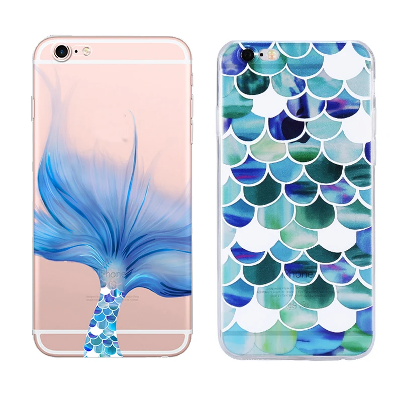 New Mermaid Style Transparent Soft Tpu Case For Apple Iphone 5 5s Se 6 6s Plus Case Silicone Fashion Cell Phone Cover Cases