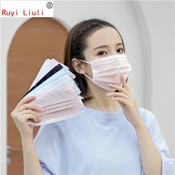 

Lace gauze disposable non-woven face mask suntan dustproof and haze breathable thin print face mask in summer
