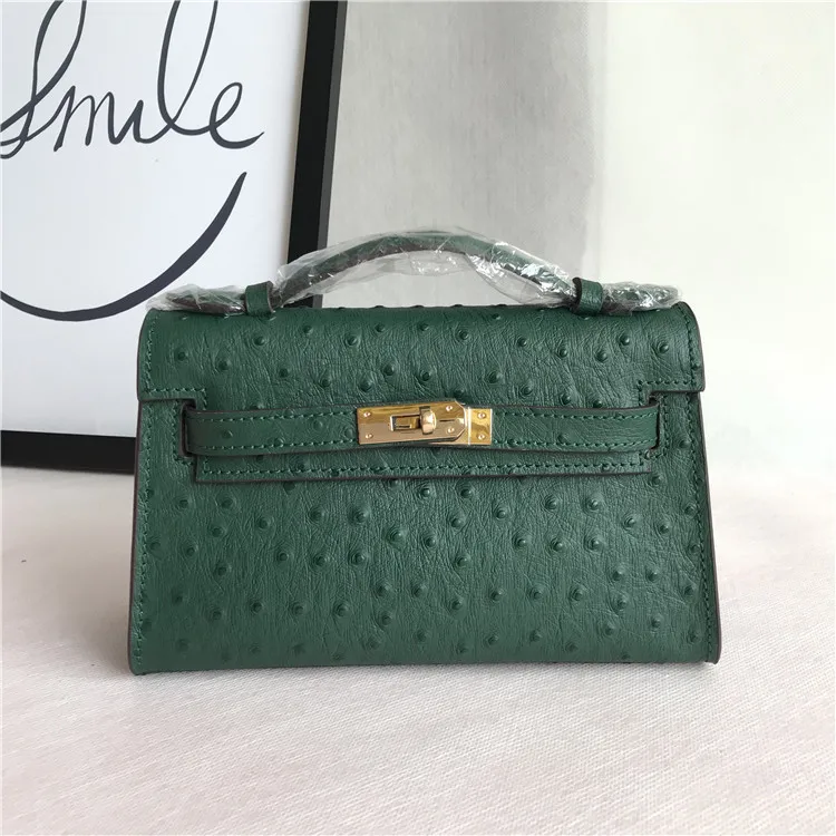 

New designer fashion ostrich bag embossed ostrich leather bag small portable shoulder crossbody bag portable hand bag purse
