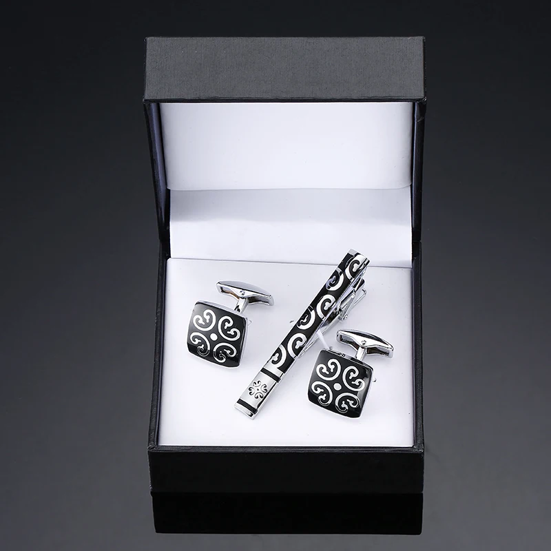 monogrammed tie clip and cufflinks