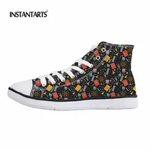 INSTANTARTS детская Высокая парусиновая обувь для мальчиков, научно-исследовательский узор, детские кроссовки для девочек, студенческие уличные спортивные ботинки