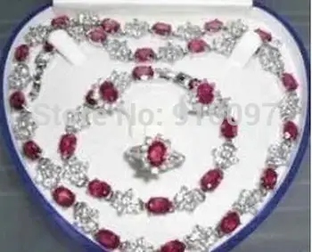 

LHX54013>>Charming set Jewelry r Jade Necklace Bracelet Earring Ring NO box