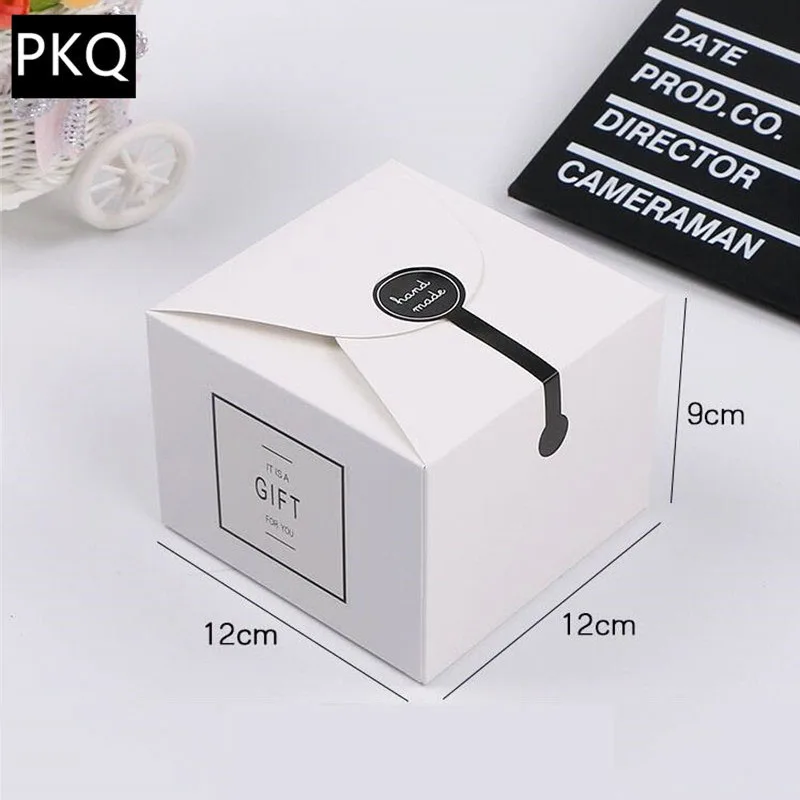 

10PCS White/Black/Red Gift Packaging Square Kraft Paper Mousse Box For Candy\Cake\Dessert Pastry Packing boxes 12*12*9cm