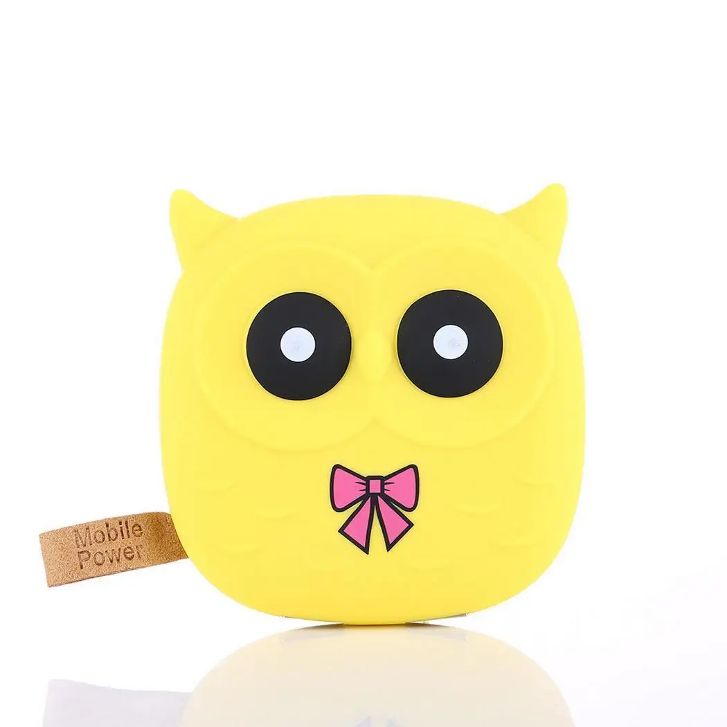 Cute Owl Mobile Power Bank Charger 8000mah Powerbank External Battery Dual Usb For Cellphone Poverbank - Цвет: Yellow