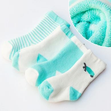 4 пар/лот, осенне-зимние хлопковые носки высокого качества для новорожденных девочек, утепленные махровые носки Комплект носков для маленьких мальчиков - Цвет: Winter WMY04