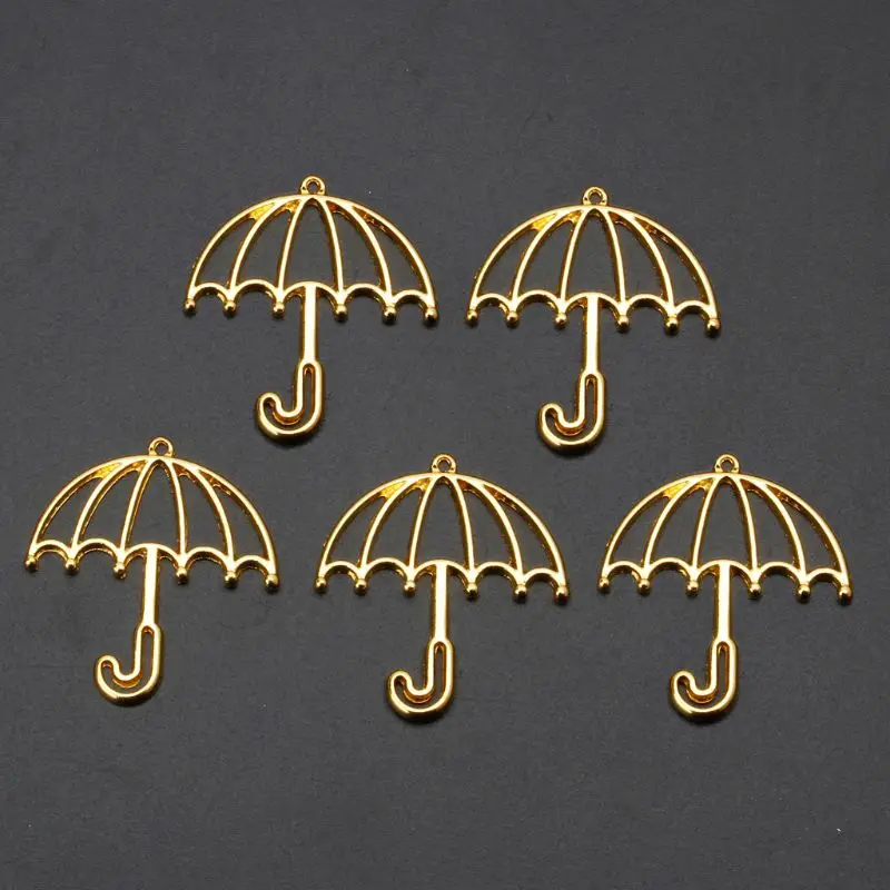 

5Pcs Gold Umbrella Resin Frame Open Bezels Setting Blank Pendant Jewelry Making