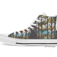 Волшебное место красочный лес дизайн высокие холщовые туфли на заказ плоские повседневные туфли Прямая