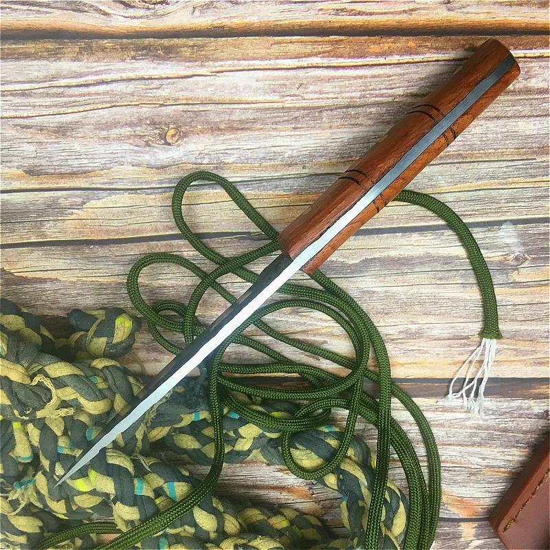 60HRC дамасский узор 440c бамбуковая ручка прямой нож североамериканский охотничий нож Открытый походный тактический прямой нож