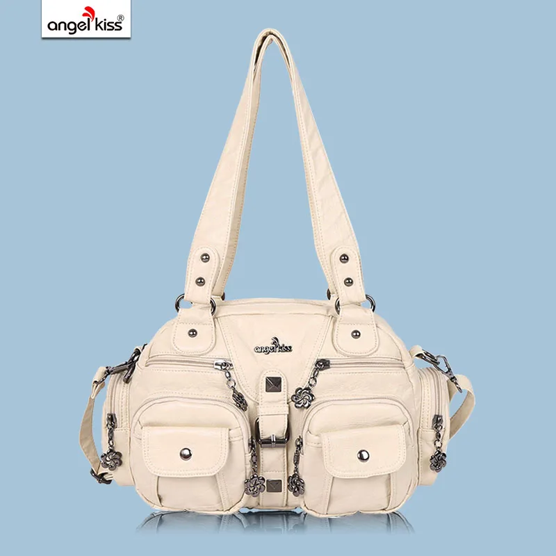 

Angel Kiss brand fashion women shoulder bag female casual tote bag ladies handbag large capacity Washed Pu Handbags