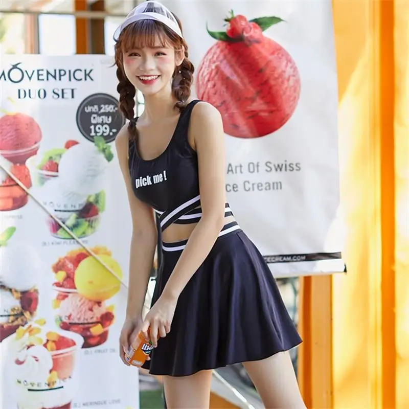 

2019 New arrival High Quality Letter Skirt Swimsuit Young girl split Swimwear lovely Two-piece suit Bandage Women bathing suits