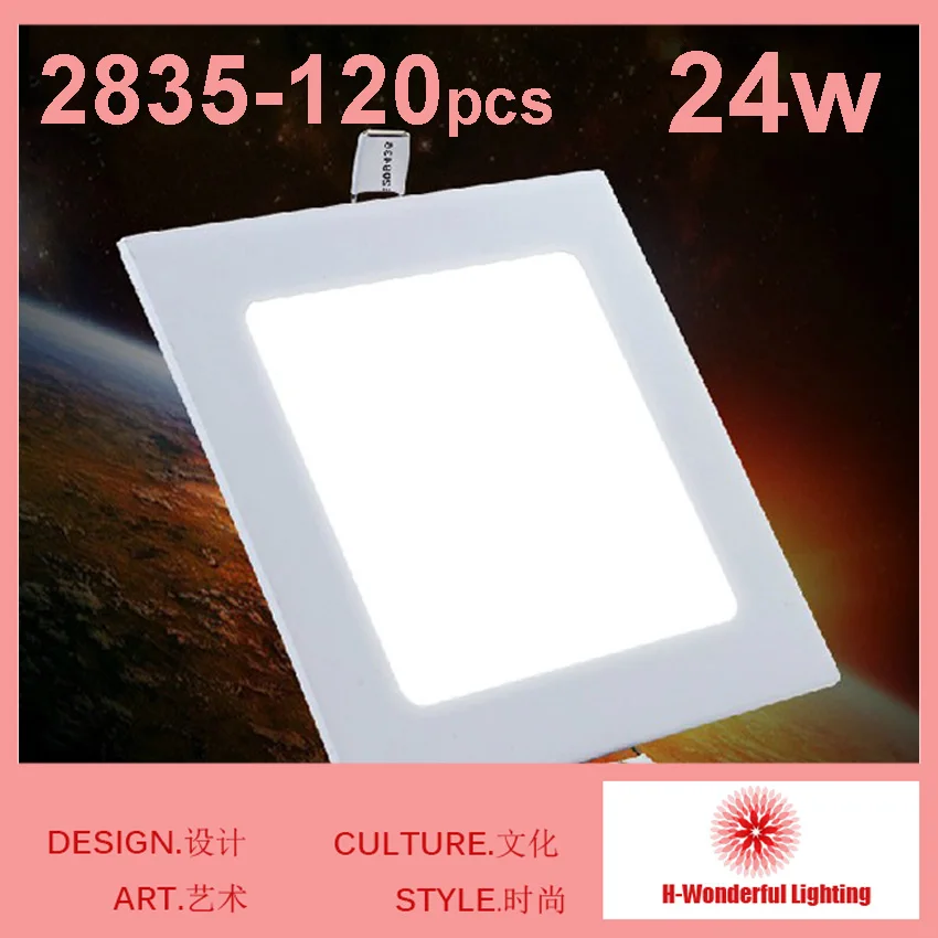 

Ultra thin 24W Square LED Panel Lights Slim Square Panel light AC85-265V Downlight Ceiling Lamp 120pcs SMD2835 free shipping