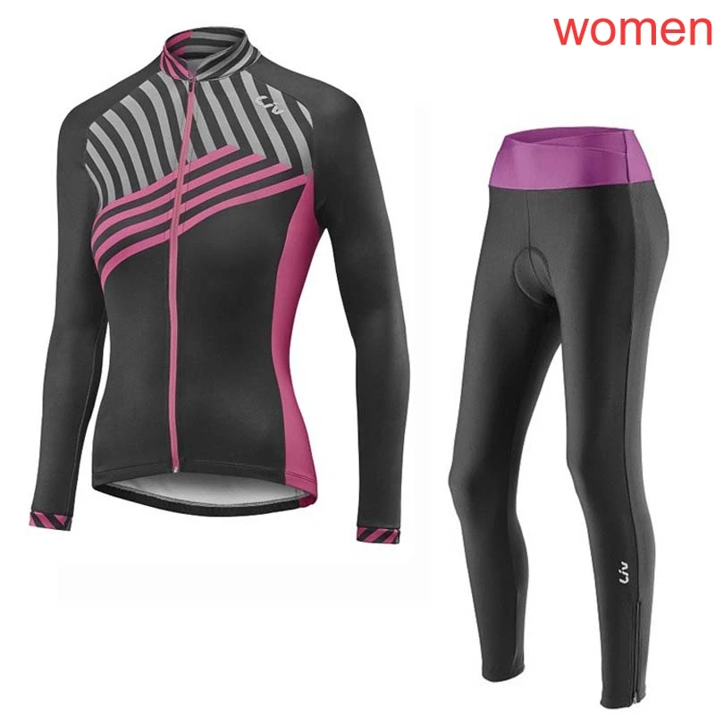 LIV весна/осень для женщин с длинным рукавом Одежда для велоспорта Велоспорт Джерси Комбинезон спортивный комплект дышащая быстросохнущая Mujer - Цвет: 1Q