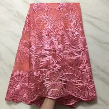 

Best Selling 2019 Products Nigerian French Laces Fabrics High Quality African beads Stones Net Lace Fabric For Wedding Dress