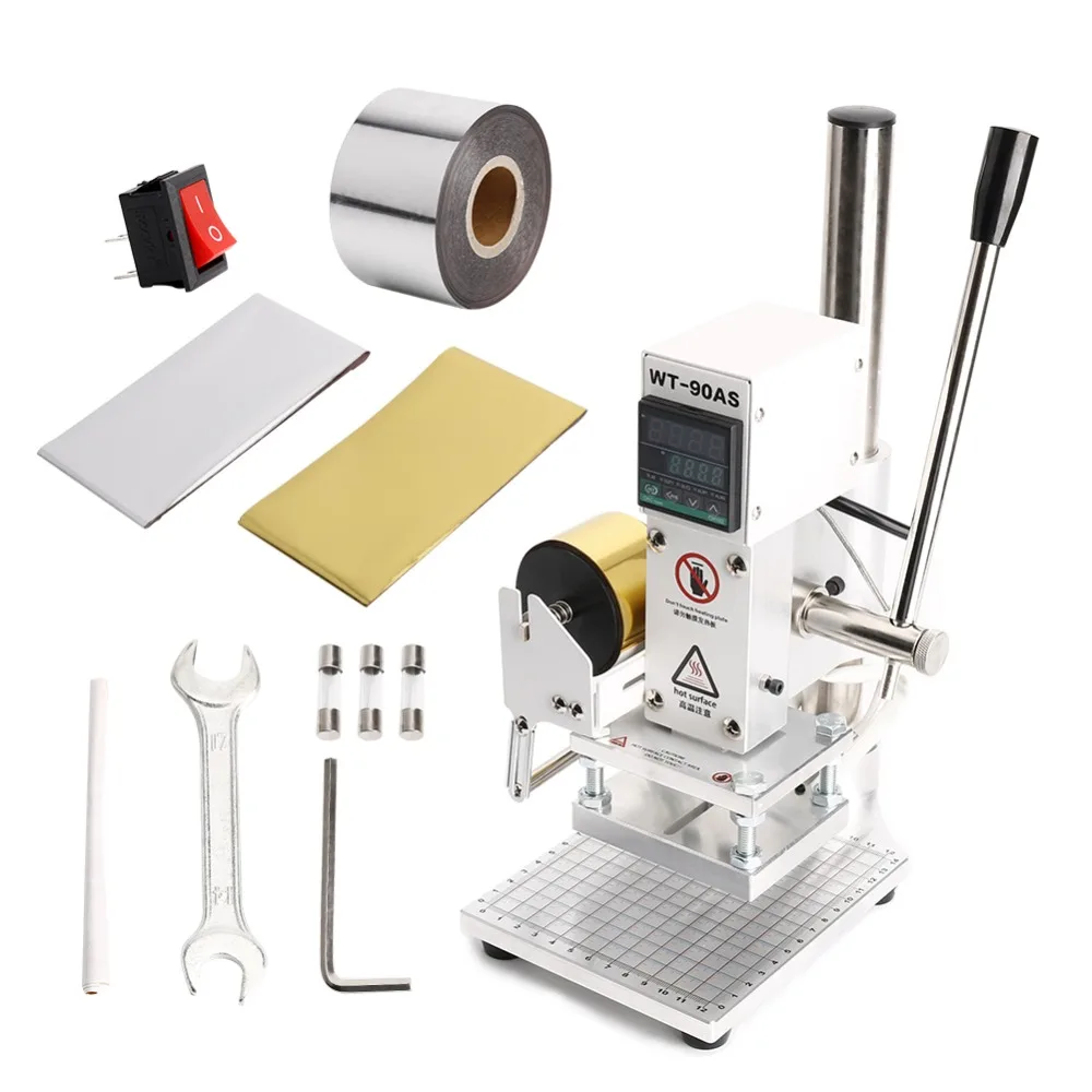 

Multi-function Hot Foil Stamping Machine Manual Adjustable Temperature For PVC Leather Embossing Pressing Logo Marking Press