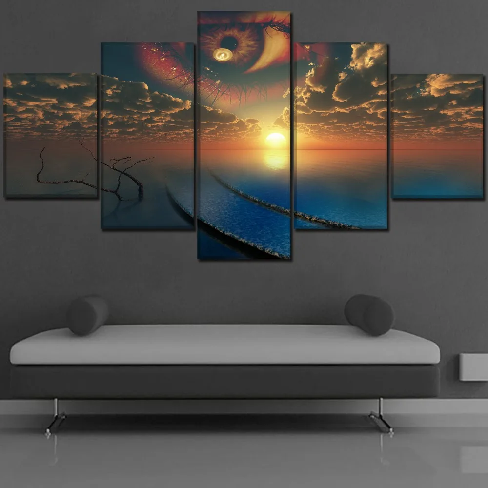 

Canvas Paintings HD Prints Modular Pictures One Set 5 Piece Sky Artistic Eye Ocean Poster Home Decorative Wall Art Framework
