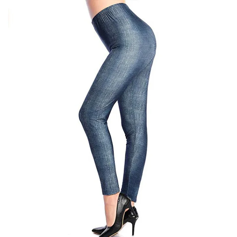 CHSDCSI Fashion Jeggings For Women Printing Leggings Push Up Pants Flower Printed High Waist Legging Sexy Gym Fitness Leggin - Цвет: Light Denim Blue